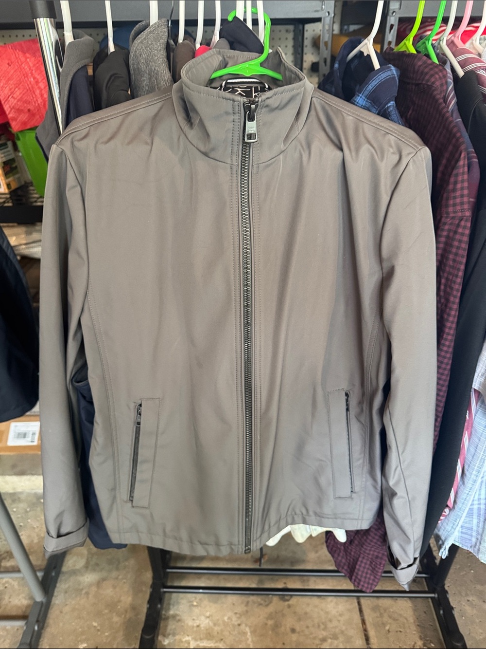 Calvin Klein Men's Gray Full-Zip Windbreaker Jacket